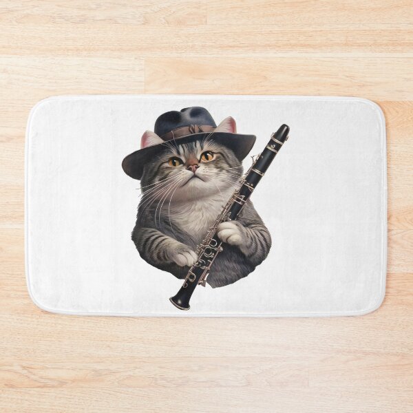 Item preview, Cat with bass clarinet designed and sold by DotPointLine.
