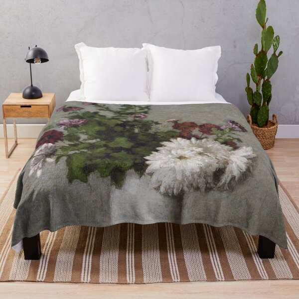 Item preview, Henri Fantin-Latour, bodegón floral de crisantemos otoñales en un jarrón blanco designed and sold by Mauswohn.