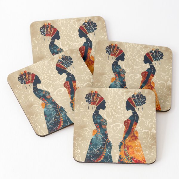 Item preview, Two African women in vibrant patterned dresses designed and sold by Artessie.