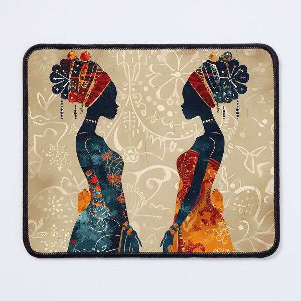 Item preview, Two African women in vibrant patterned dresses designed and sold by Artessie.