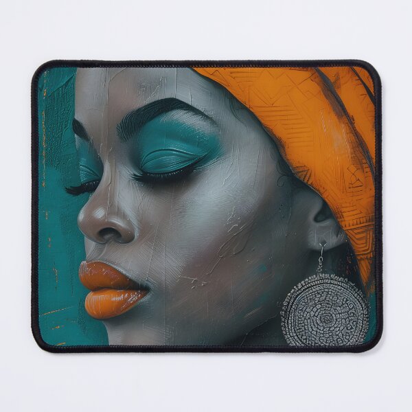 Item preview, Elegant portrait of a woman with striking headwrap art designed and sold by Artessie.