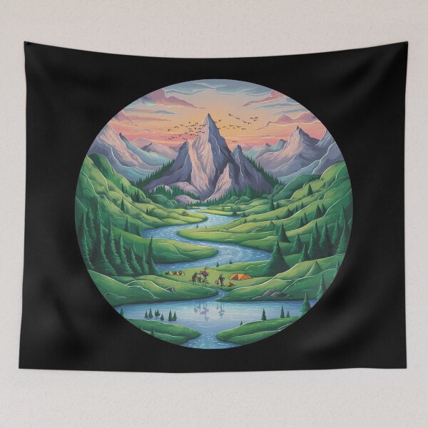 Item preview, Mountain landscape with a flowing river designed and sold by MyNiceDesigns.