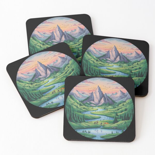 Item preview, Mountain landscape with a flowing river designed and sold by MyNiceDesigns.