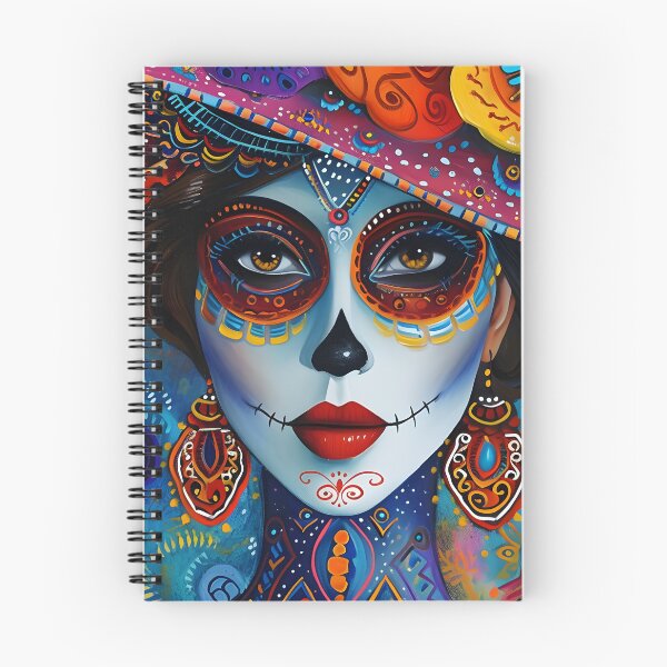 Item preview, Colorful Day of the Dead face painting with floral hat designed and sold by Artessie.