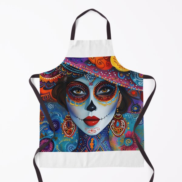 Item preview, Colorful Day of the Dead face painting with floral hat designed and sold by Artessie.