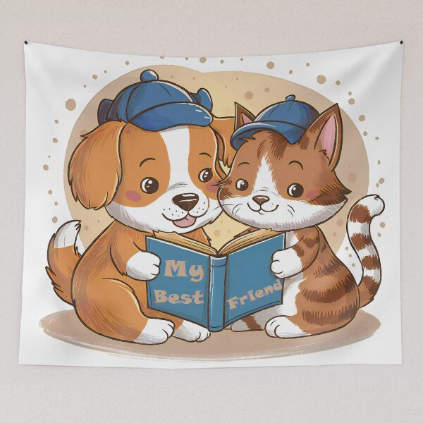 Item preview, Cat and dog reading a book designed and sold by DotPointLine.