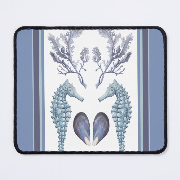 Item preview, Seahorse stripe coastal collection in cornflower blue designed and sold by LisaLeQuelenec.