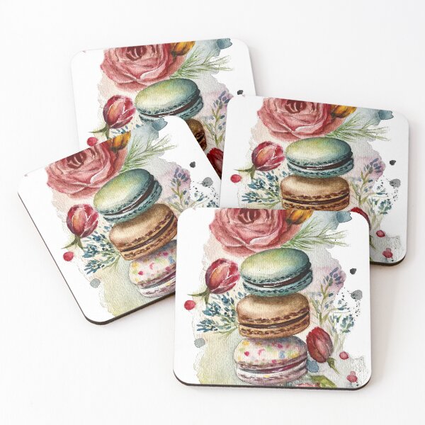 Artikelvorschau, Macarons Süßigkeiten Aquarell entworfen und verkauft von VikaArt.