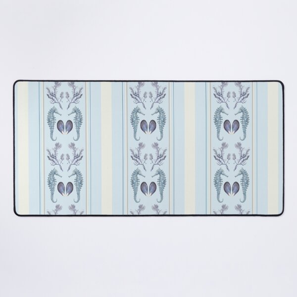 Item preview, Seahorse stripe coastal collection in pastel blue designed and sold by LisaLeQuelenec.