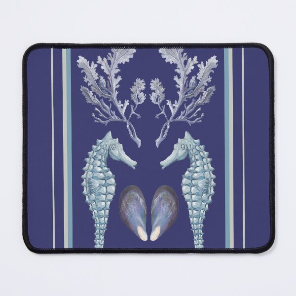 Item preview, Seahorse stripe coastal collection in navy blue designed and sold by LisaLeQuelenec.