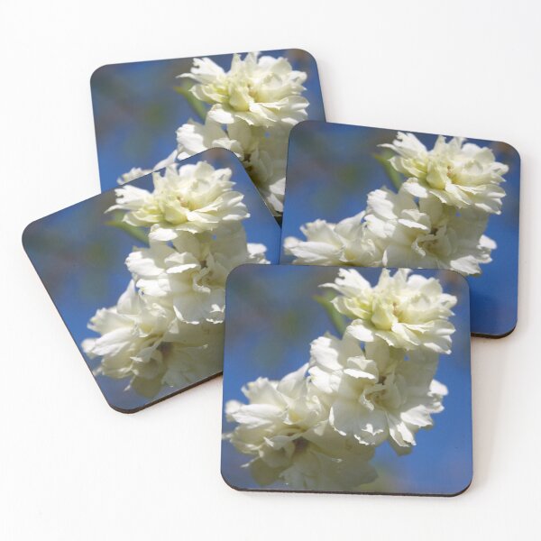 Item preview, Deutzia White Waterfall Blossom Against Blue Sky designed and sold by taiche.