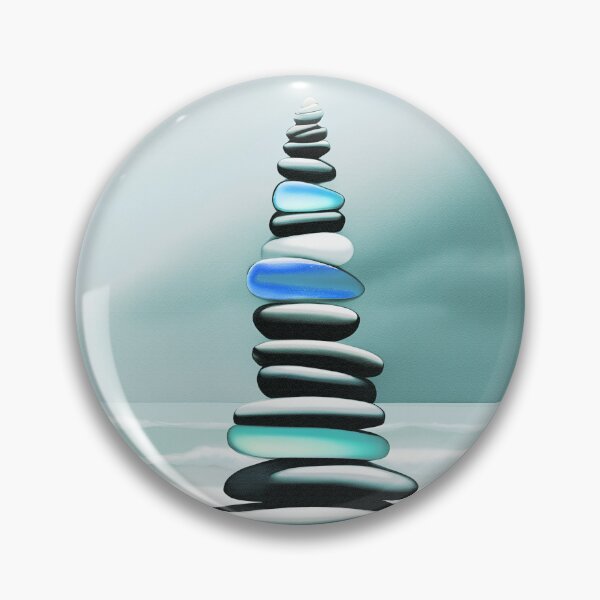 Item preview, Pale Coastal Decor Beach Pebbles Tower and Sea Glass - Zen Cairn 2 of 4 designed and sold by Beachy.