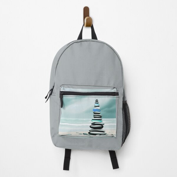 Item preview, Pale Coastal Decor Beach Pebbles Tower and Sea Glass - Zen Cairn 2 of 4 designed and sold by Beachy.