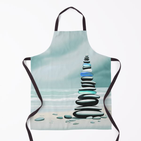Item preview, Pale Coastal Decor Beach Pebbles Tower and Sea Glass - Zen Cairn 2 of 4 designed and sold by Beachy.