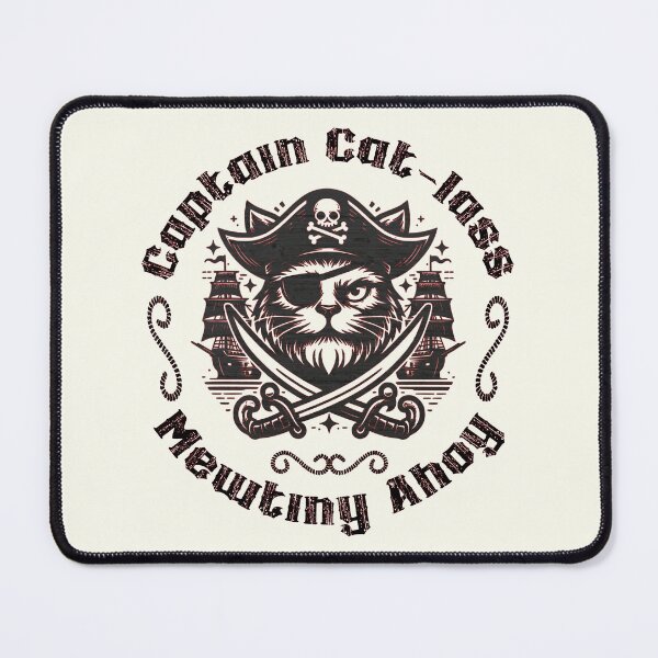 Item preview, Pirate Cat Captain Cat-lass Mutiny Ahoy Funny Quote designed and sold by PrintFanDesign.