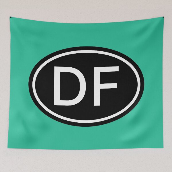 Item preview, DF Initials Monogram Oval White Letters designed and sold by Jeallan Designs.
