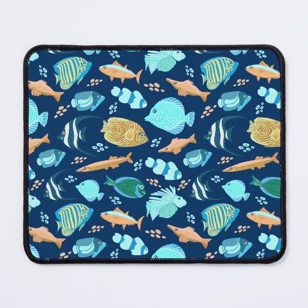 Item preview, Adorable fish pattern, vibrant colors, playful underwater theme blue yellow palate designed and sold by Kaushlydraw.