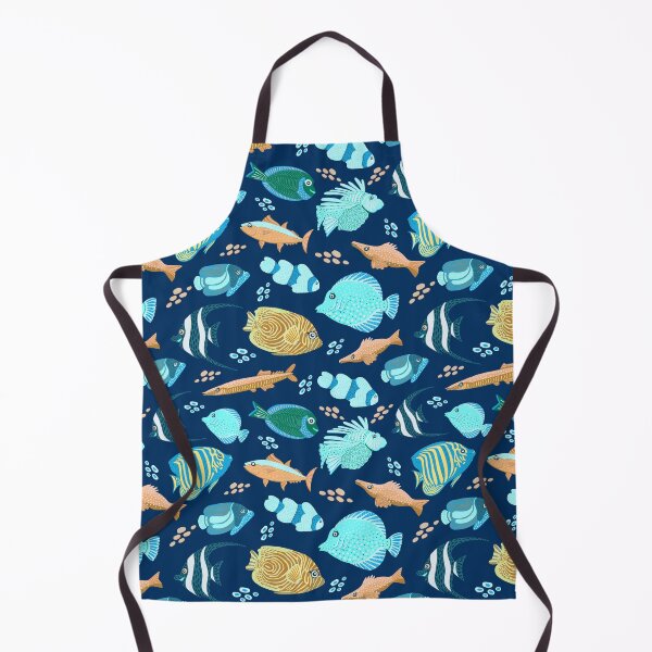 Item preview, Adorable fish pattern, vibrant colors, playful underwater theme blue yellow palate designed and sold by Kaushlydraw.