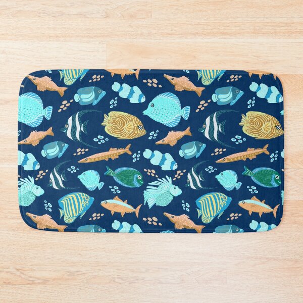 Item preview, Adorable fish pattern, vibrant colors, playful underwater theme blue yellow palate designed and sold by Kaushlydraw.