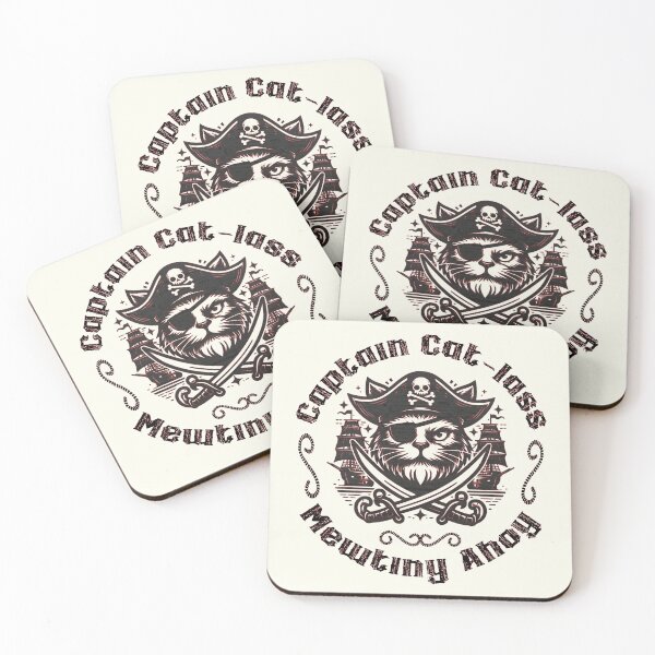Item preview, Pirate Cat Captain Cat-lass Mutiny Ahoy Funny Quote designed and sold by PrintFanDesign.