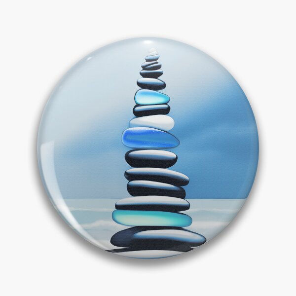 Item preview, Pale Coastal Decor Beach Pebbles Tower and Sea Glass - Zen Cairn 3 of 4 designed and sold by Beachy.