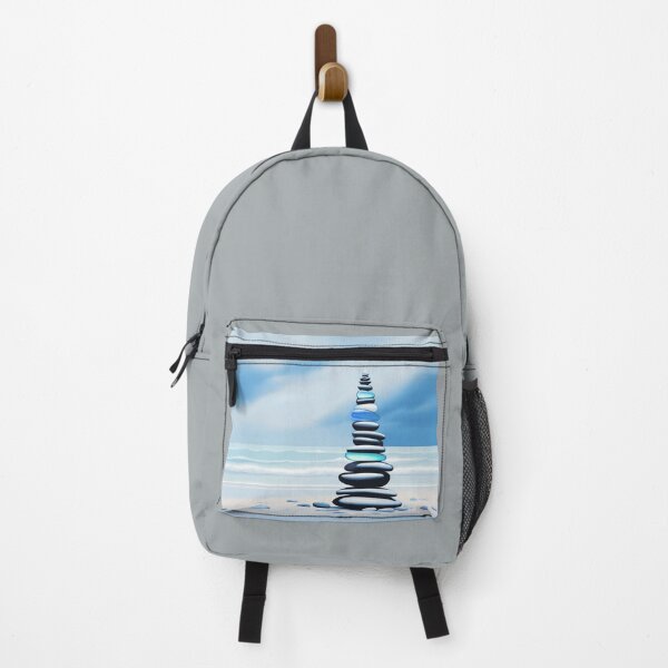 Item preview, Pale Coastal Decor Beach Pebbles Tower and Sea Glass - Zen Cairn 3 of 4 designed and sold by Beachy.