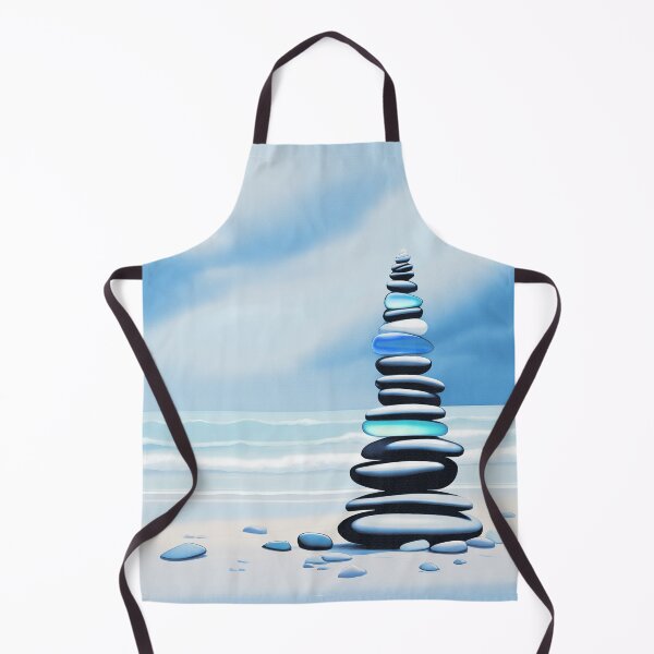 Item preview, Pale Coastal Decor Beach Pebbles Tower and Sea Glass - Zen Cairn 3 of 4 designed and sold by Beachy.