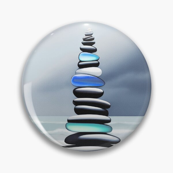 Item preview, Pale Coastal Decor Beach Pebbles Tower and Sea Glass - Zen Cairn 4 of 4 designed and sold by Beachy.