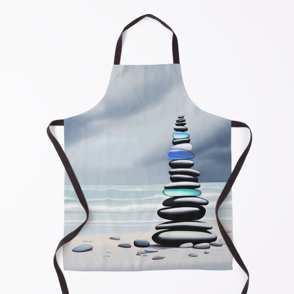 Item preview, Pale Coastal Decor Beach Pebbles Tower and Sea Glass - Zen Cairn 4 of 4 designed and sold by Beachy.