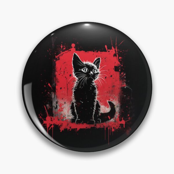 Item preview, Black cat in urban style, red background designed and sold by tinkattoo.