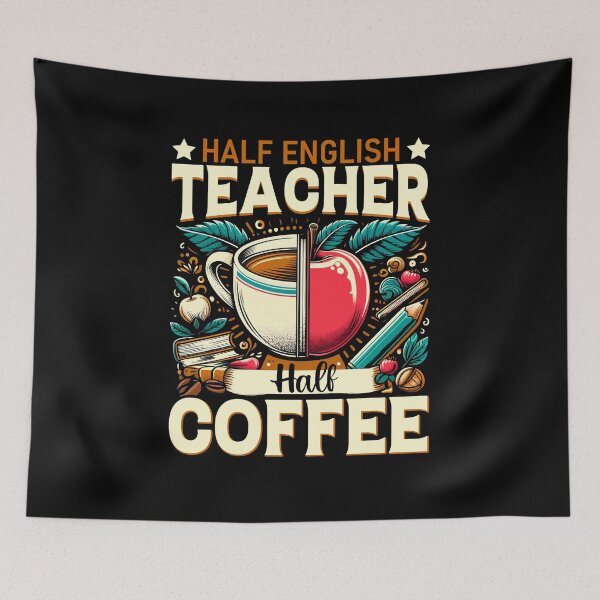 Item preview, Half English Teacher Half Coffee, Punctuation, Teacher Copywriter, Gift for Teacher, Funny Grammar, Literacy and Justice designed and sold by behindthefacts.