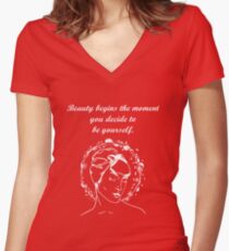 Beauty is Being Yourself Inspirational Women Women's Fitted V-Neck T-Shirt
