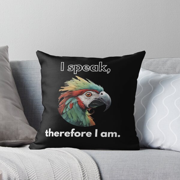 Item preview, I speak, therefore I am - clever parrot as a funny bird motif designed and sold by KarakitAI.