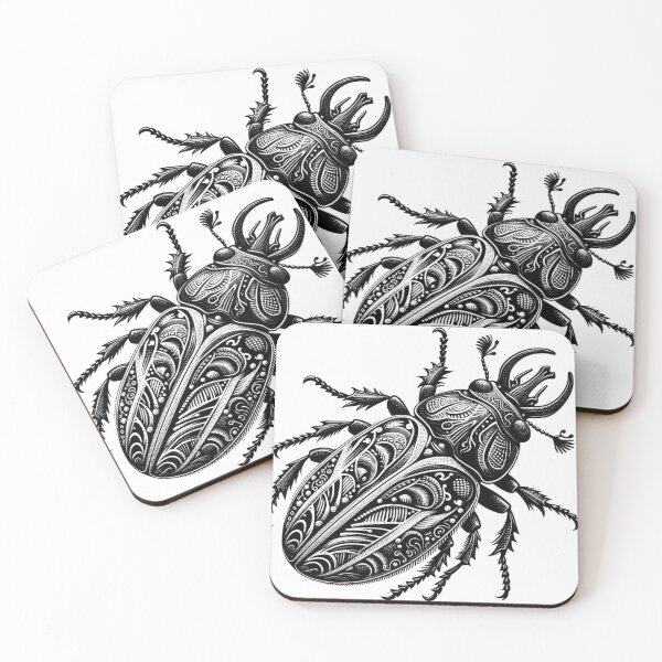 Item preview, Serene Black and White Beetle Print designed and sold by ClickEstampa.