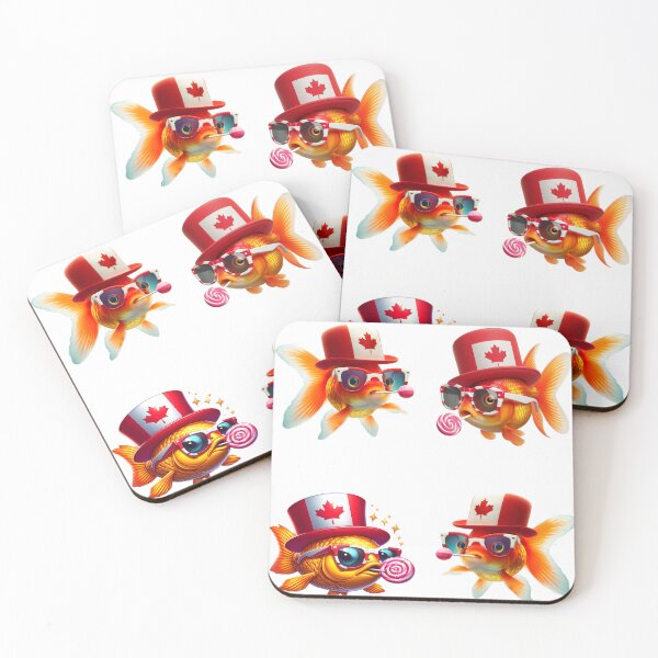 Item preview, Golden Fish with Sunglasses, Canadian Hat, and a Lollipop Sticker designed and sold by ygmrribi.