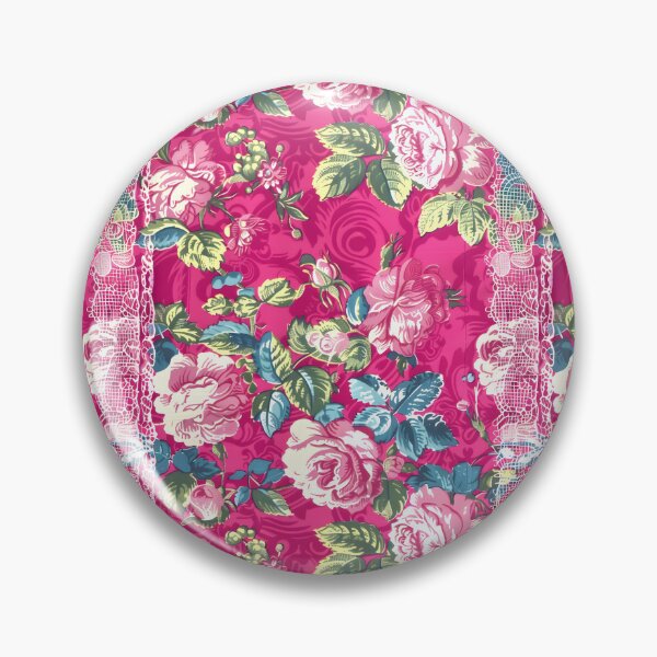 Item preview, Antique lace and cabbage roses on hot pink designed and sold by SophieClimaArt.