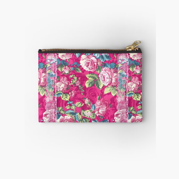 Item preview, Antique lace and cabbage roses on hot pink designed and sold by SophieClimaArt.