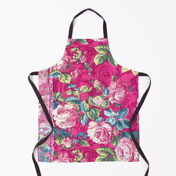 Item preview, Antique lace and cabbage roses on hot pink designed and sold by SophieClimaArt.