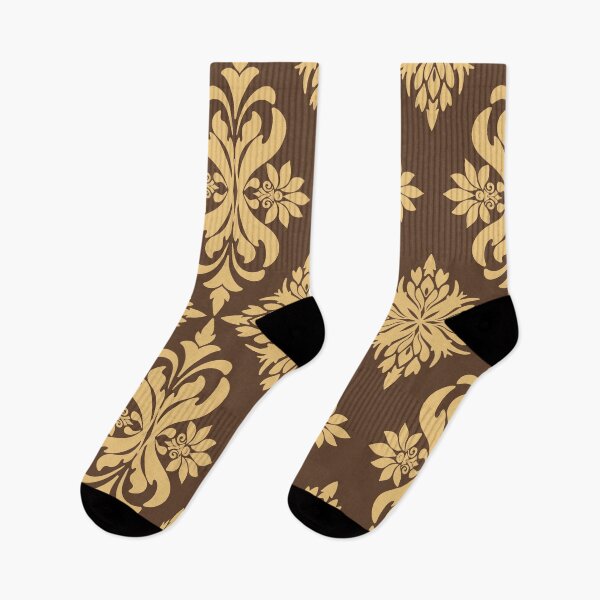 Item preview, Vintage Golden Floral Patterns on a Brown Background designed and sold by kasune-shop.