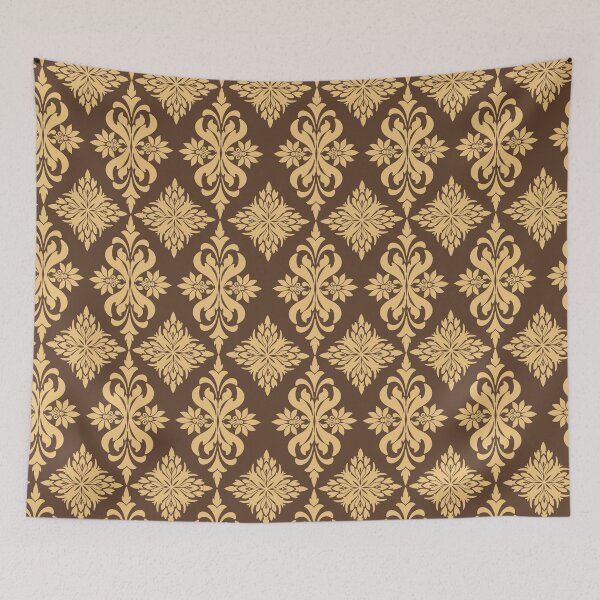 Item preview, Vintage Golden Floral Patterns on a Brown Background designed and sold by kasune-shop.