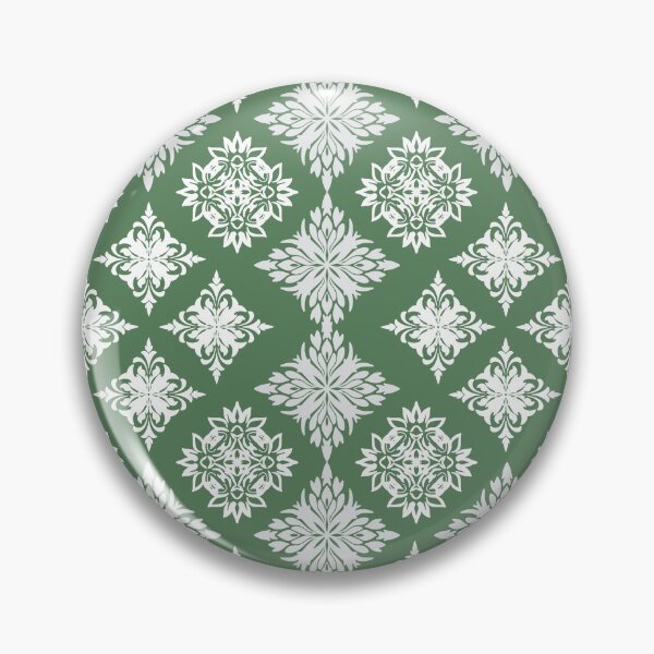 Aperçu de l'œuvre Élégants motifs floraux damassés verts et blancs créée et vendue par kasune-shop.