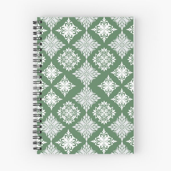 Item preview, Elegant Green and White Floral Damask Patterns designed and sold by kasune-shop.