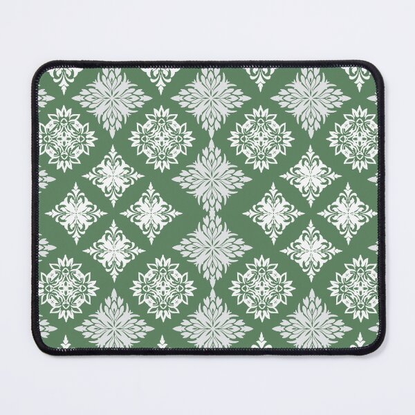 Item preview, Elegant Green and White Floral Damask Patterns designed and sold by kasune-shop.