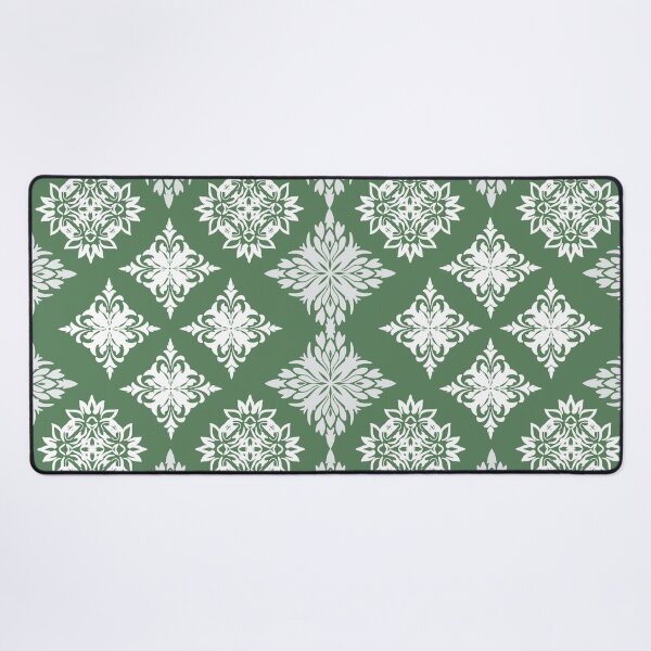 Item preview, Elegant Green and White Floral Damask Patterns designed and sold by kasune-shop.