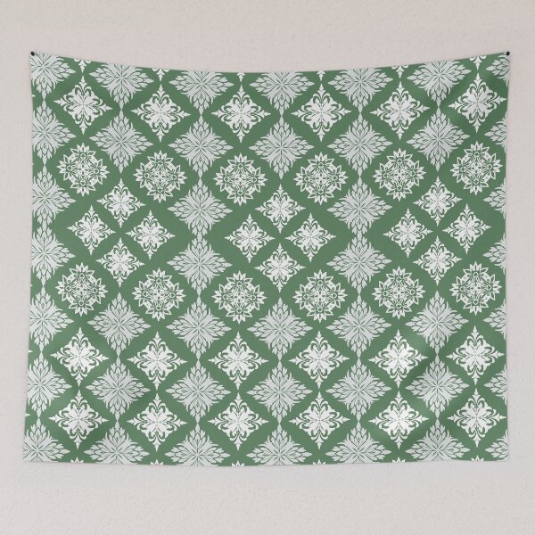 Item preview, Elegant Green and White Floral Damask Patterns designed and sold by kasune-shop.