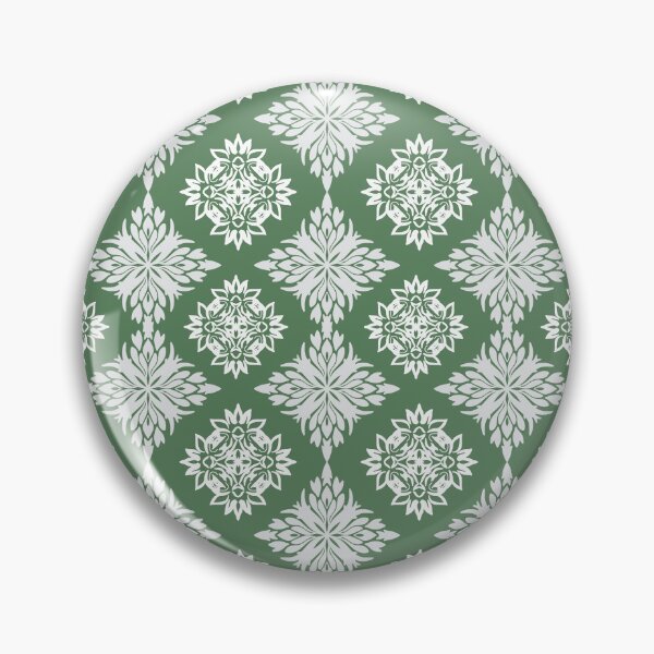 Item preview, White Floral Damask Patterns on green blackground  designed and sold by kasune-shop.