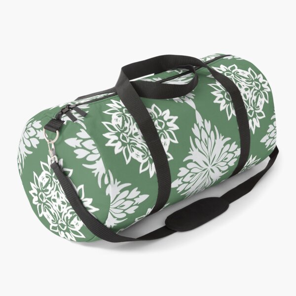 Item preview, White Floral Damask Patterns on green blackground  designed and sold by kasune-shop.