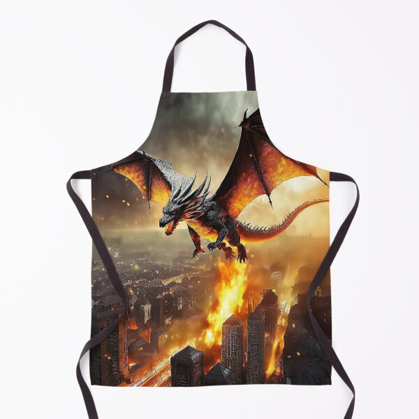 Item preview, Dragon flies over burning city. designed and sold by PixelParadies.