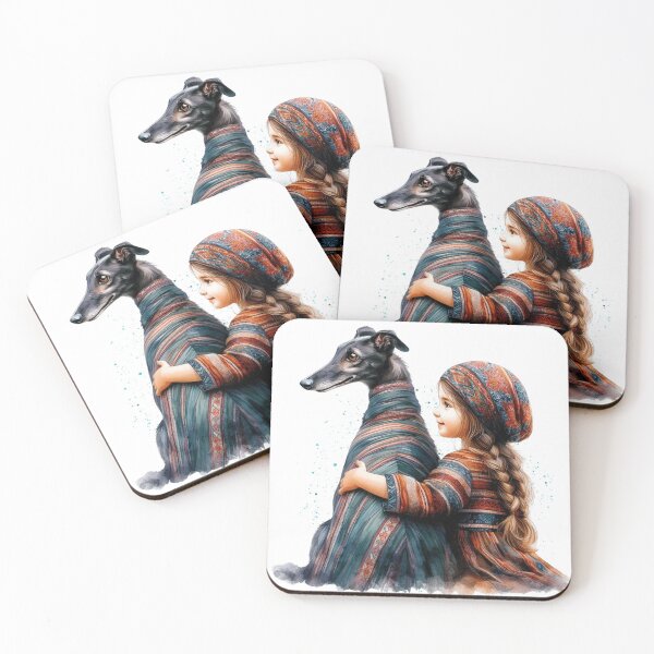 Item preview, greyhound dog with little girl designed and sold by Re-Zsu.