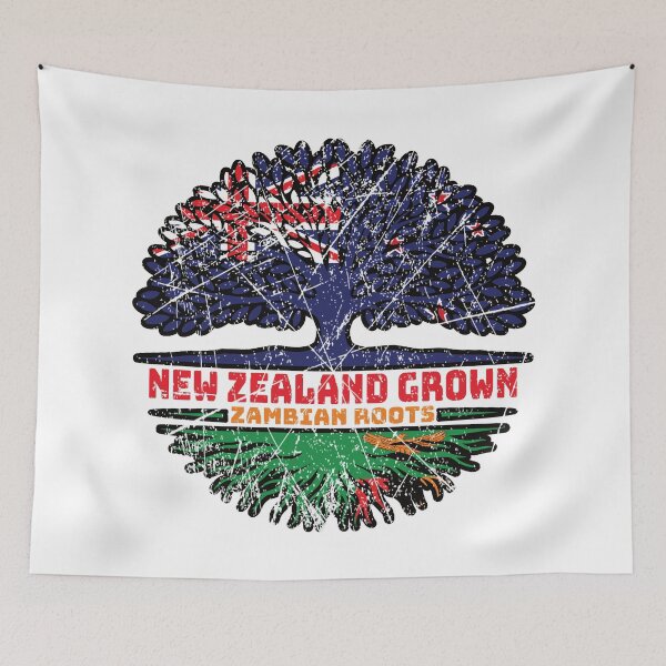 Item preview, Zambia Zambian New Zealander New Zealand Tree Roots Flag designed and sold by FlagX.